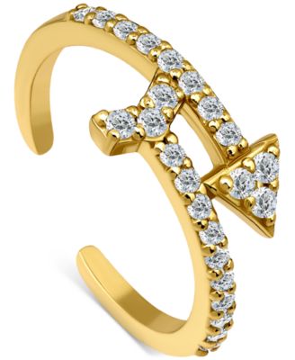 Cubic Zirconia Arrow Bypass Adjustable Toe Ring in Sterling Silver (also in 18k Gold-Plated Sterling Silver)