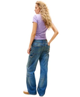 Women's Mia Cotton Mid-Rise Relaxed Straight Carpenter Jeans 