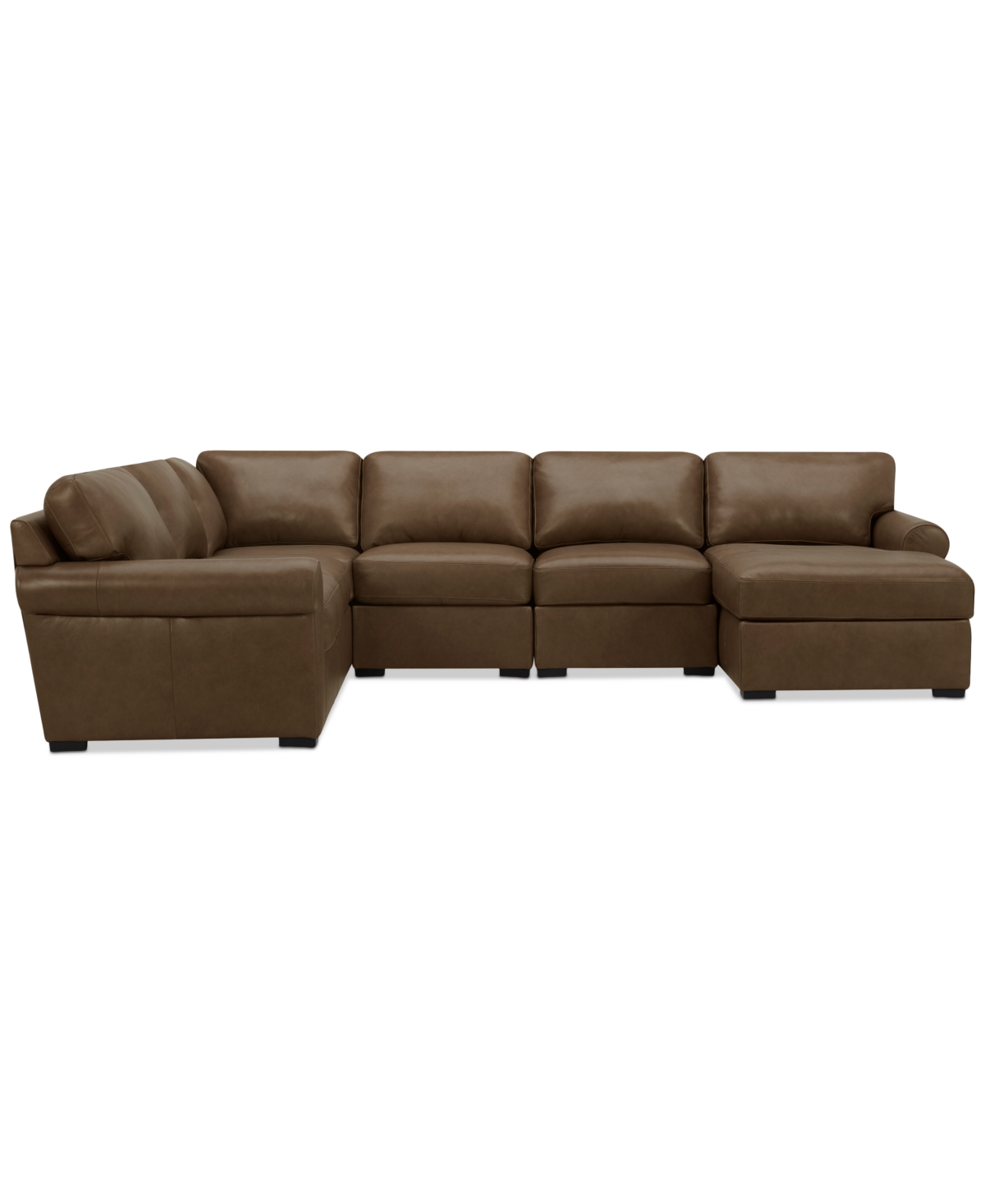 Macy's Radley Roll Arm 132" 6-pc. Leather Square Corner Chaise Sectional, Exclusively At