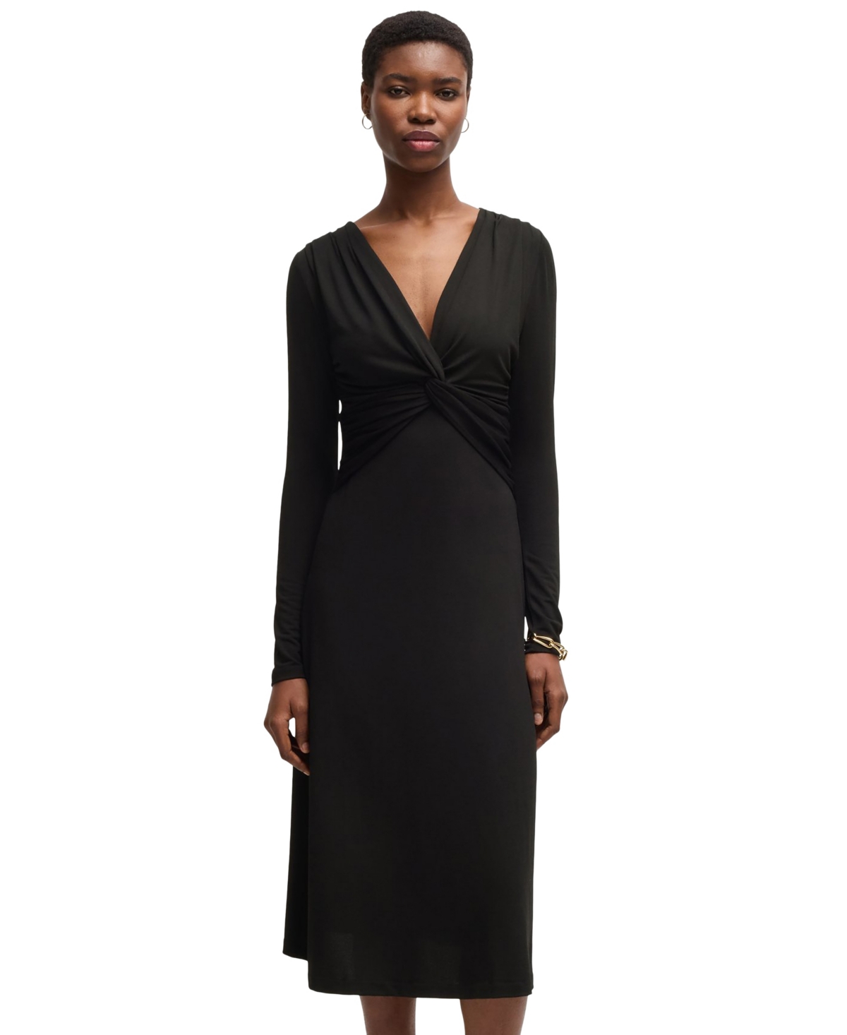 Hugo Boss Boss By  Women's Stretch Crepe Twist-front Dress In Black
