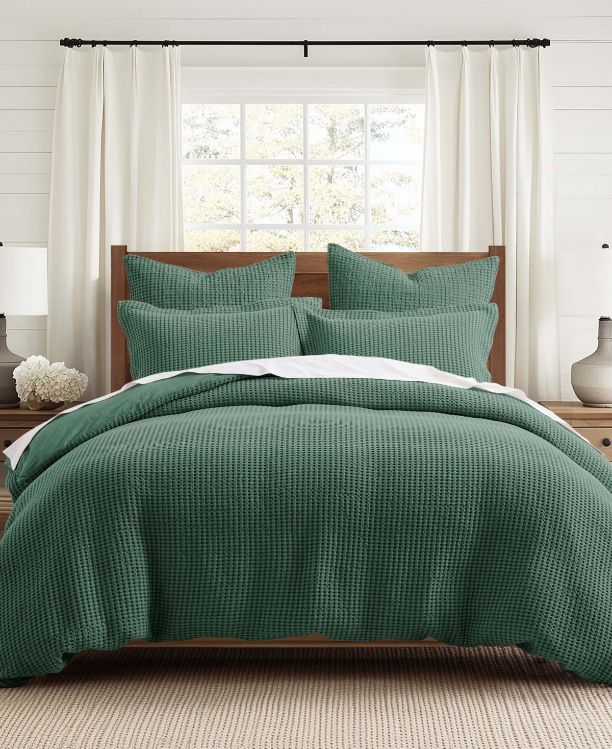 Levtex Mills Waffle Textured 2-pc. Duvet Cover Set, Twin/twin Xl In Forest Green