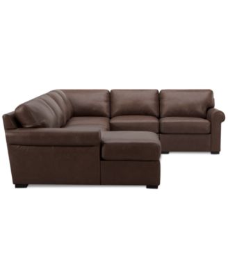 Radley Roll Arm 132" 6-Pc. Leather Square Corner Chaise Sectional