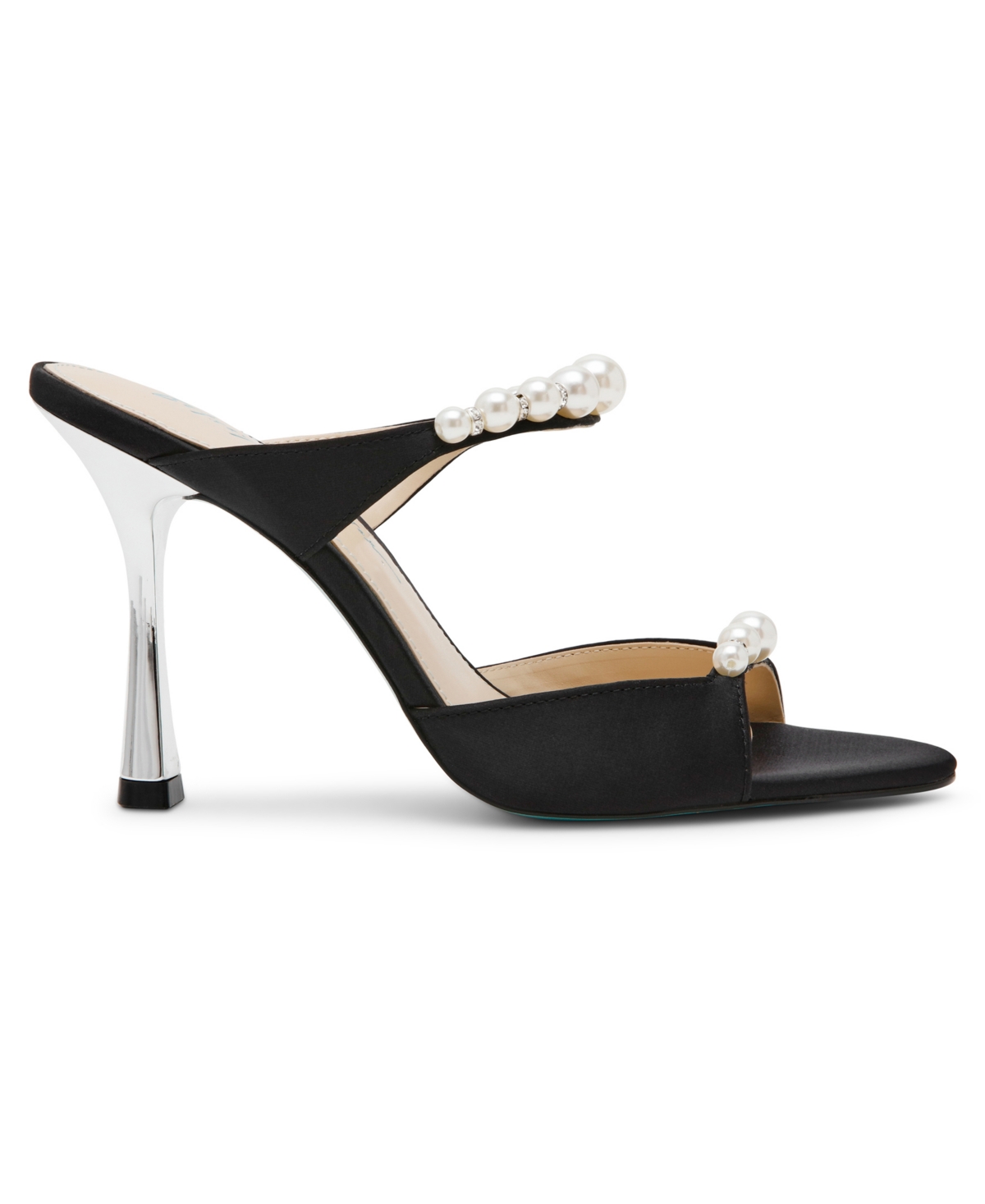 BETSEY JOHNSON WOMEN'S LACY EMBELLISHED SATIN HEELED MULES 