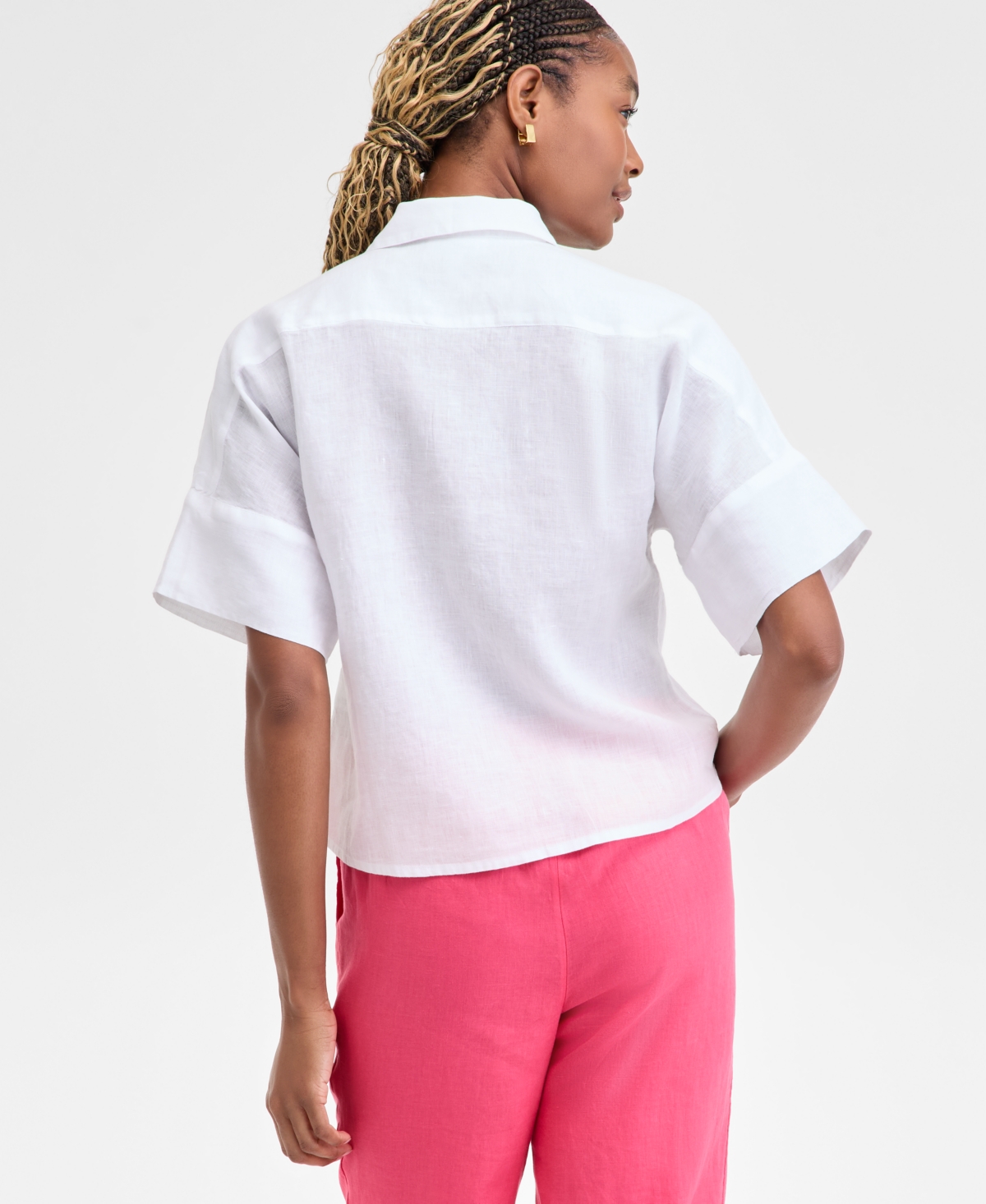 CHARTER CLUB WOMEN'S EMBROIDERED 100% LINEN SHIRT, EXCLUSIVELY AT MACY'S 