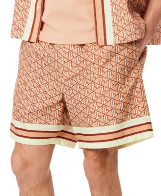 Men's Relaxed-Fit Geo-Pattern Stripe Woven Shorts