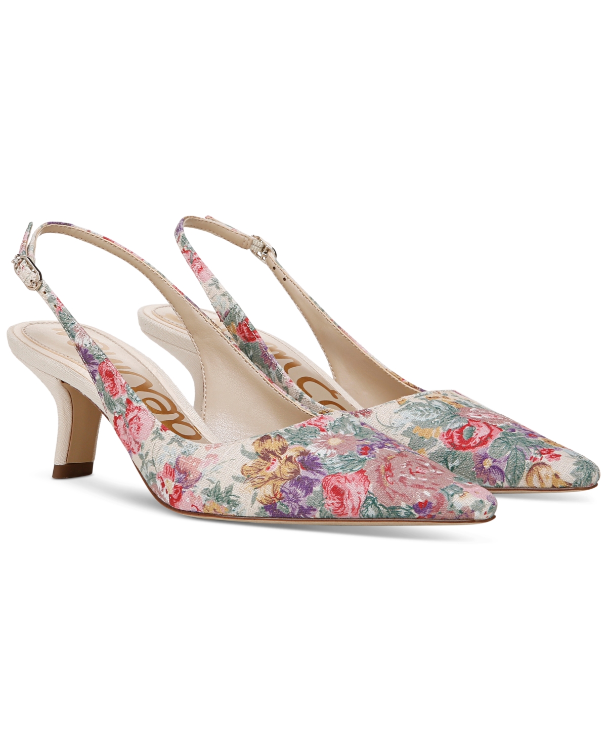 Shop Sam Edelman Women's Bianka Slingback Kitten-heel Pumps In Summer Rose Multi