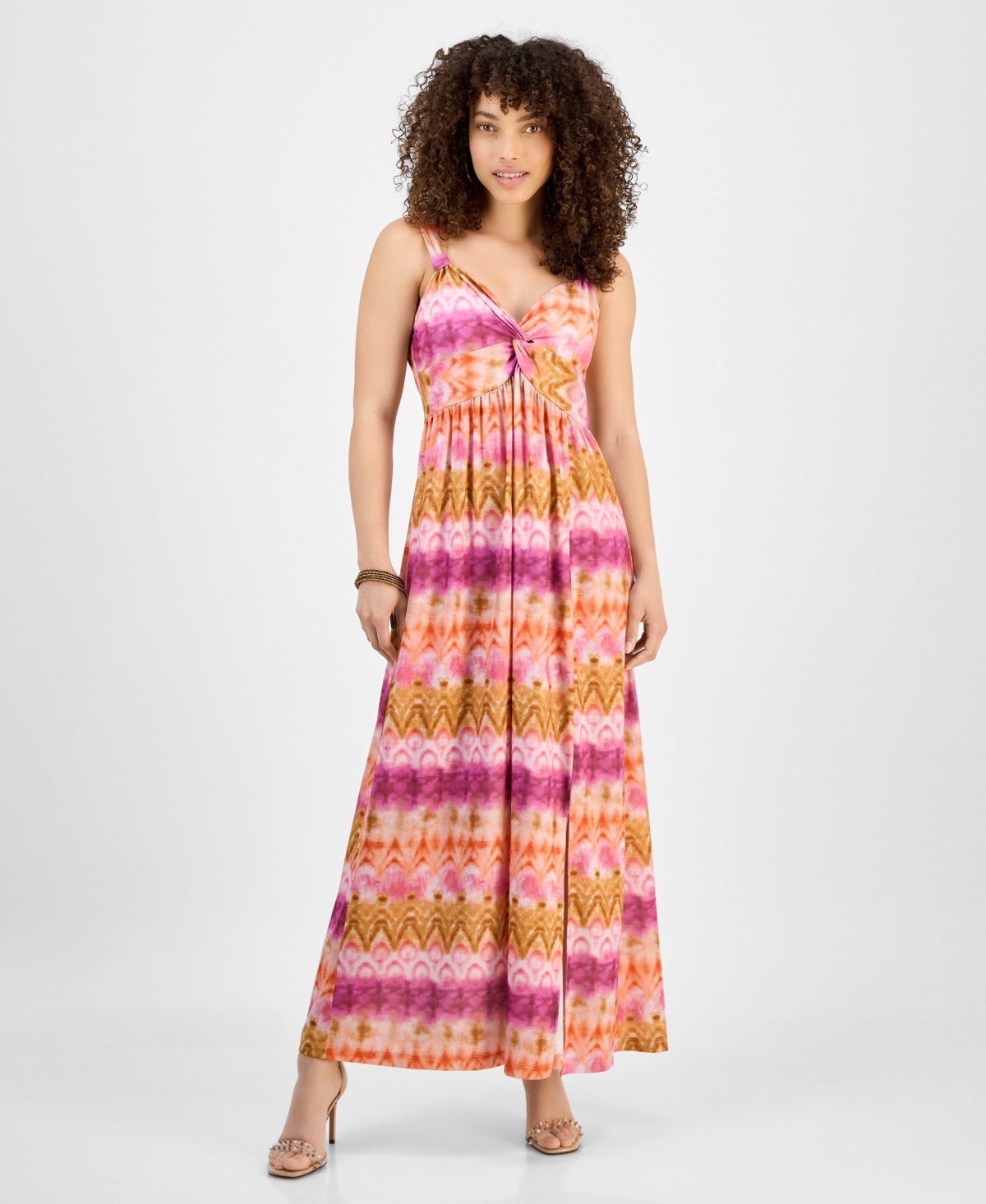 Petite Repeat Knot Strap Maxi Dress - Rose Violet Combo