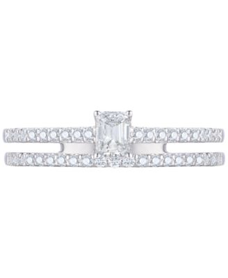 Diamond Emerald Cut Double-Row Engagement Ring (1/2 ct. t.w.) in 14k White Gold