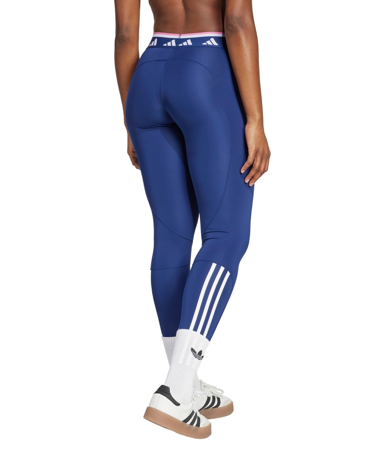 Shop Adidas Originals Women's Hyperglam Color Pop Full Length Training Leggings In Dark Blue,white