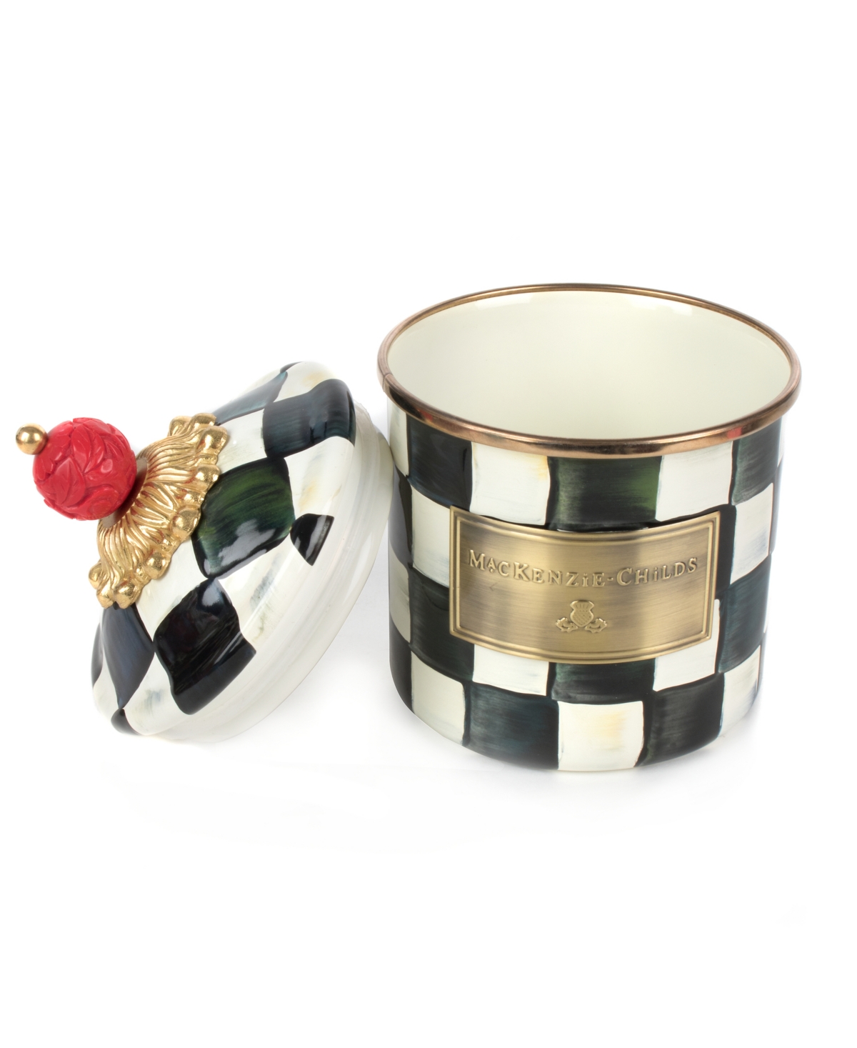 Shop Mackenzie-childs Courtly Check Demi Canister In Black,white
