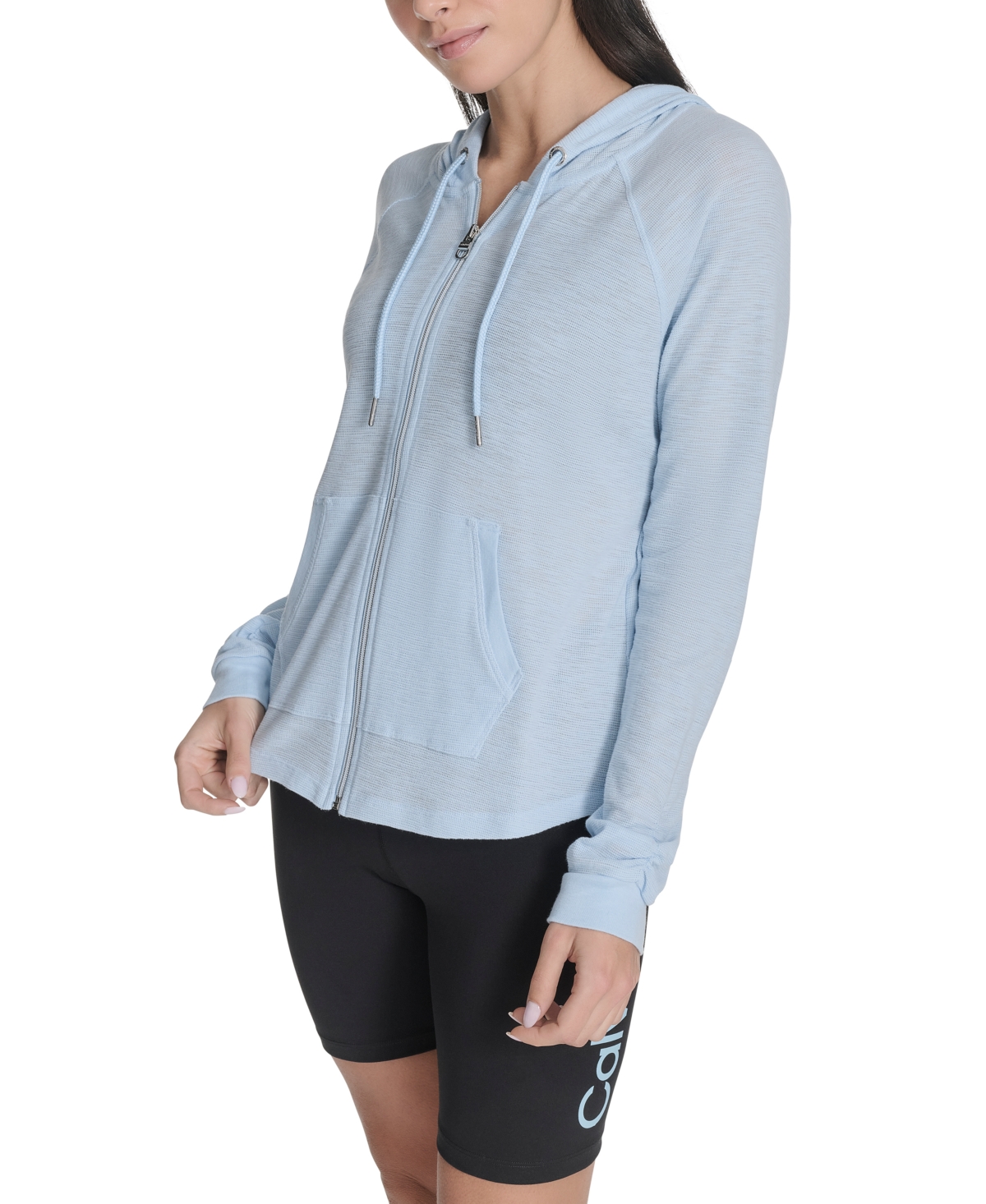 Shop Calvin Klein Performance Ruched-sleeve Zip Hoodie