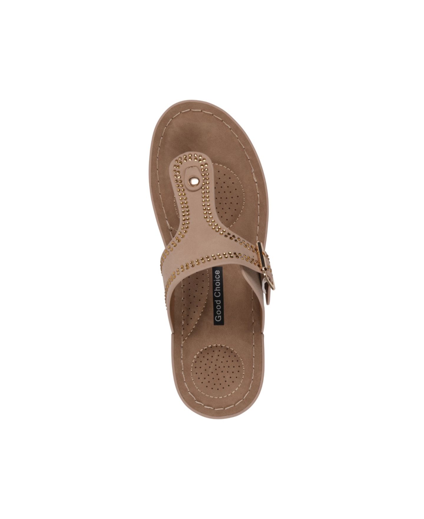 Женские сандалии GC Shoes Alani Embellished Thong Wedge, цвет: Бежевый — фото 4