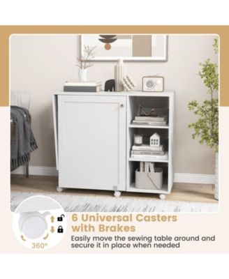 Multifunctional Folding Sewing Machine Craft Station with Storage Shelves
