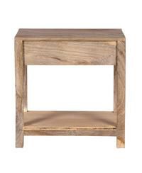 Rattan Front Drawer Side Table – Mango Wood with Open Shelf