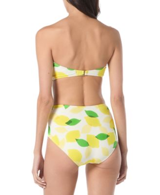 Shop Kate Spade New York Womens Printed Tie Front Bandeau Bikini Top High Waist Bottoms