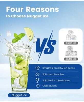 Nugget Ice Maker Countertop, 34LBS/Day, Portable Crushed Ice Makers for Home