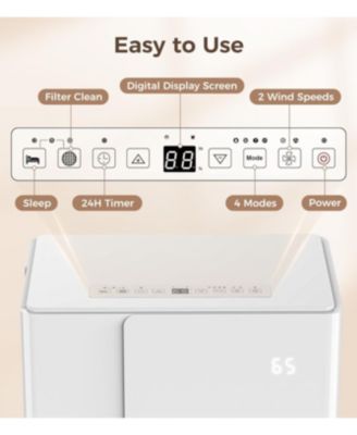 2500sq.ft Multifunctional Dehumidifier, 22-Pint, Drain Hose, Smart Humidity Ctrl