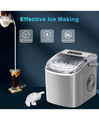 26.5lbs Ice Maker Portable Countertop, 9 Bullet Cubes in 6 Mins, Self-Cleaning