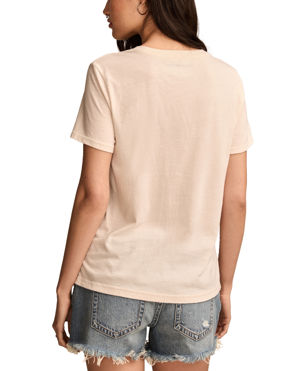 LUCKY BRAND WOMEN'S FEELING PEACHY CLASSIC CREWNECK T-SHIRT 