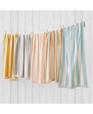 100% Cotton Velour Cabana Stripe Oversized Beach Towel, 35" x 70"