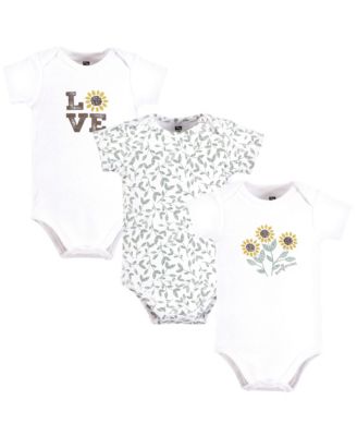 Hudson Baby Baby Girls Hudson Comfy Everyday Cotton Bodysuits 3-Pack - Sunflower love 22$