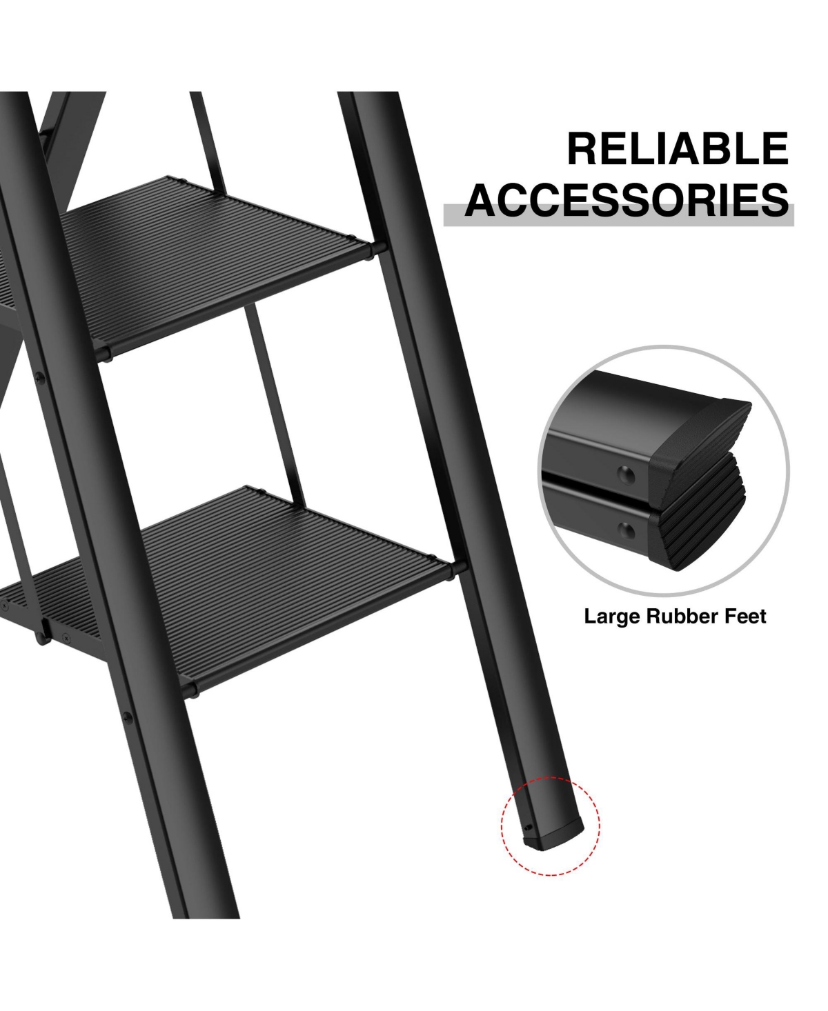 4 Step Ladder, Retractable Handgrip Folding Step Stool with Anti-Slip Wide Pedal, Aluminum Step Ladders 4 Steps, 300lbs Safety Household Ladder