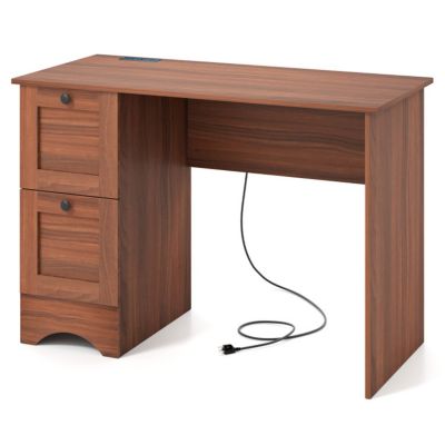 Wooden Computer Desk Workstation with 2 Drawers for Home and Office