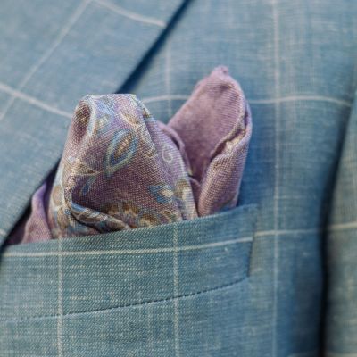 Men's Enzo - Double Sided Silk Pocket Square for Men