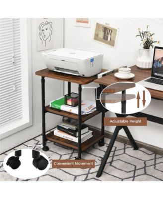 3-tier Adjustable Printer Stand with 360° Swivel Casters