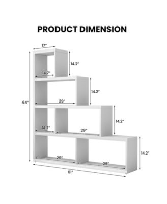 6 Cubes Ladder Shelf Corner Bookshelf Storage Bookcase