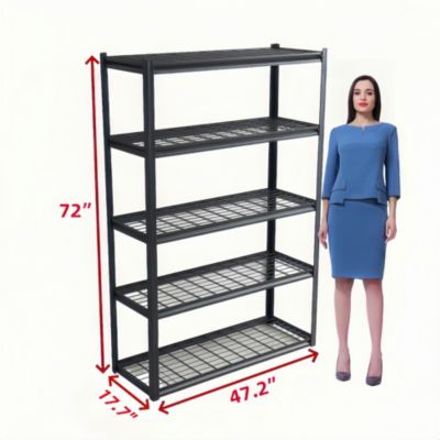 5 Tier Heavy Duty Metal Storage Shelves ,Easy to Assemble ,Adjustable ,Storage Shelves for Basements, Garages and Kitchen, 72 "H47.2 "W17.7 "D