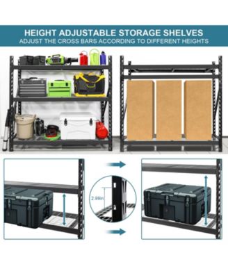 Garage Shelving Heavy Duty 72"H77"W Garage Storage Shelves 6000LBS Heavy Duty Shelving Adjustable 3 Tier Metal Shelving for Garage Storage Shelving Industrial Shelving Storage Rack, Black
