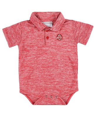 Two Feet Ahead - Baby Boys and Girls Scarlet Ohio State Buckeyes Space-Dye Golf Polo Bodysuit