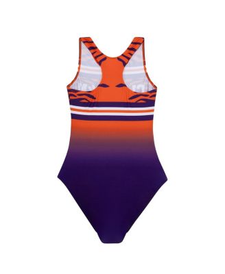 Big  Girls Purple Clemson Tigers Elite Spirit Leotard