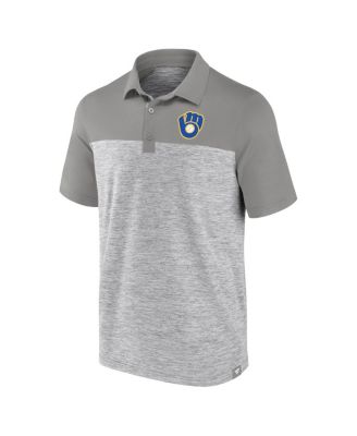 Men's Heather Gray Milwaukee Brewers True Classics Avid Fan Brushed Polo Shirt