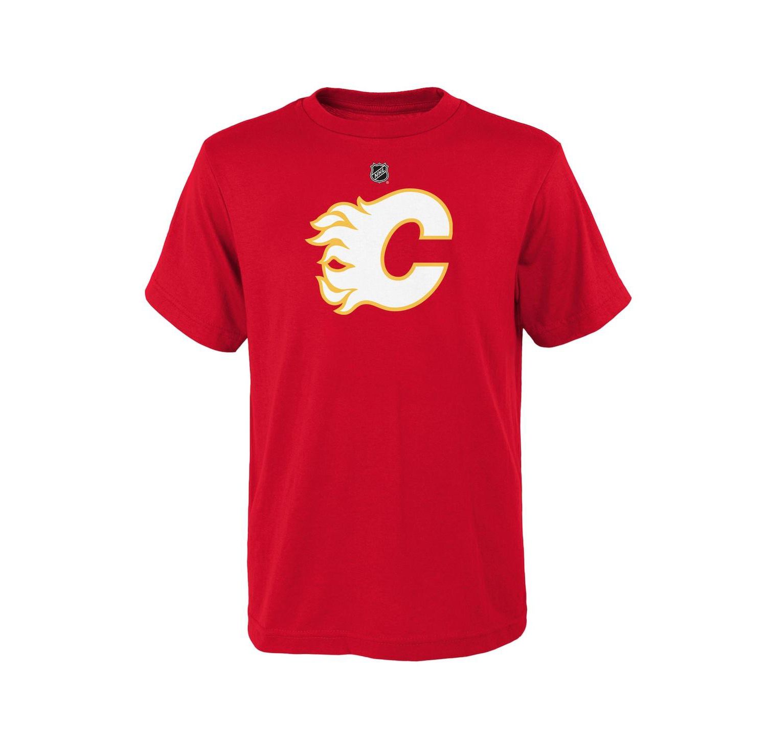 Big Boys and Girls Red Calgary Flames Primary Logo T-Shirt