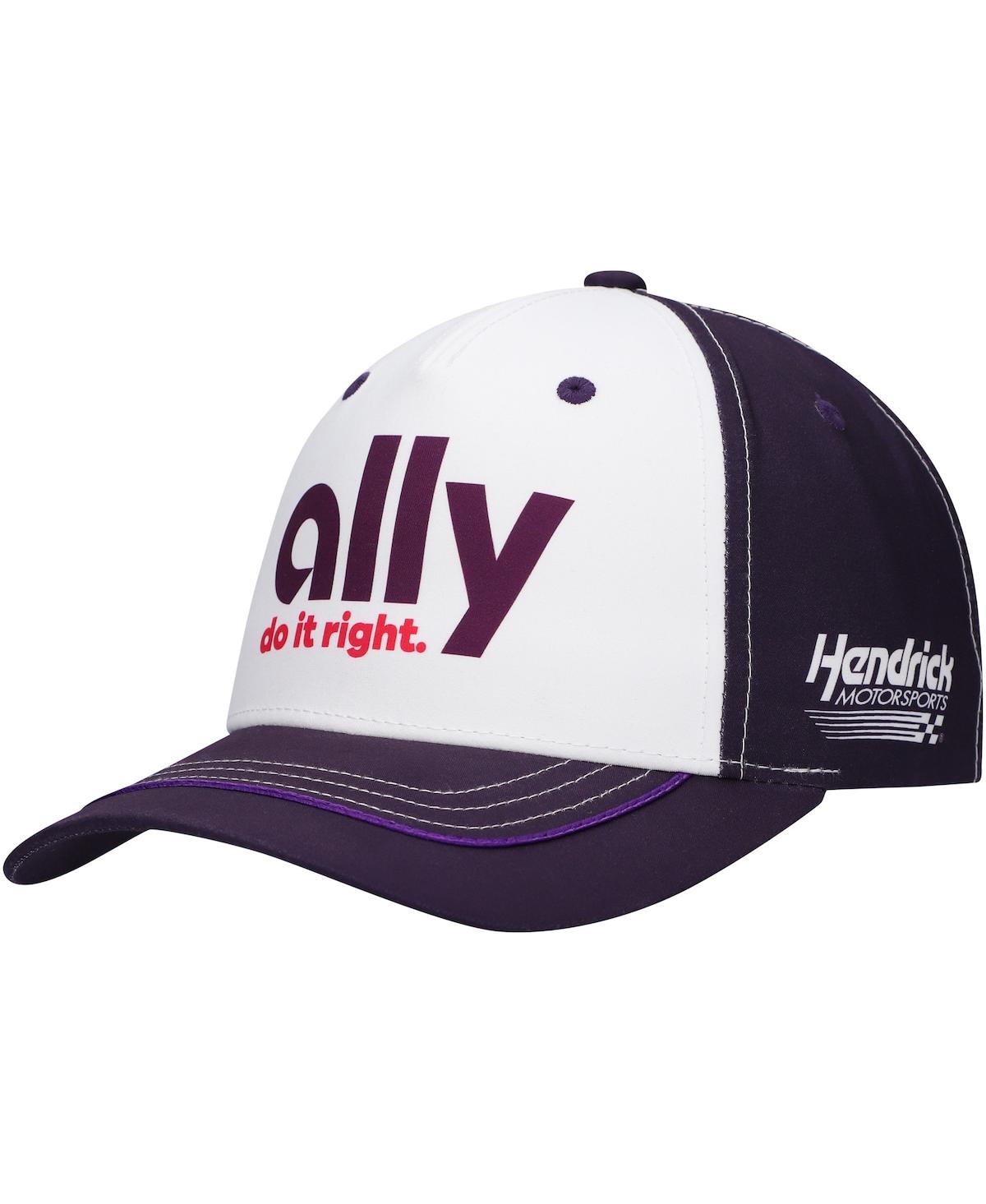 HENDRICK MOTORSPORTS TEAM COLLECTION MEN'S WHITE/PURPLE ALEX BOWMAN ALLY UNIFORM ADJUSTABLE HAT 