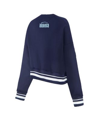 Women's Deep Sea Blue Seattle Kraken Area Code Cropped Pullover Sweatshirt
