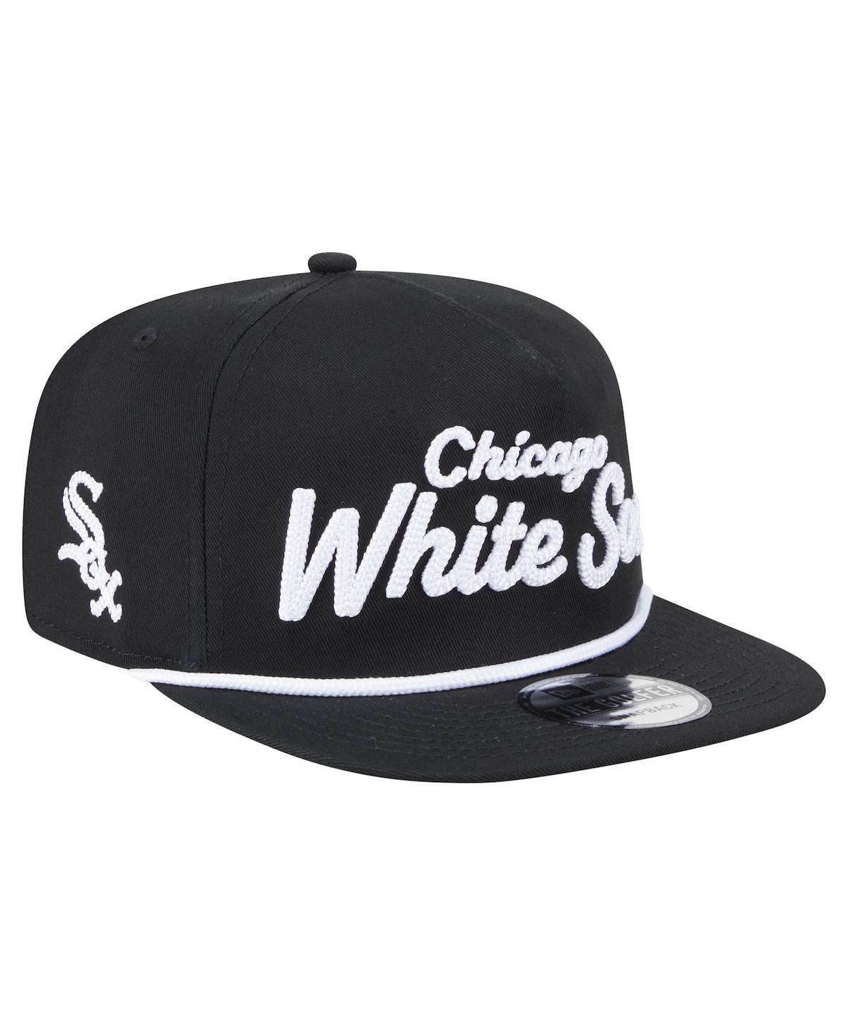NEW ERA MEN'S BLACK CHICAGO WHITE SOX TEAM TEXT GOLFER SNAPBACK HAT 