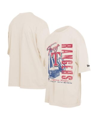 New Era - Men's Cream Texas Rangers Cooperstown Collection Oversized Throwback Distressed T-shirt