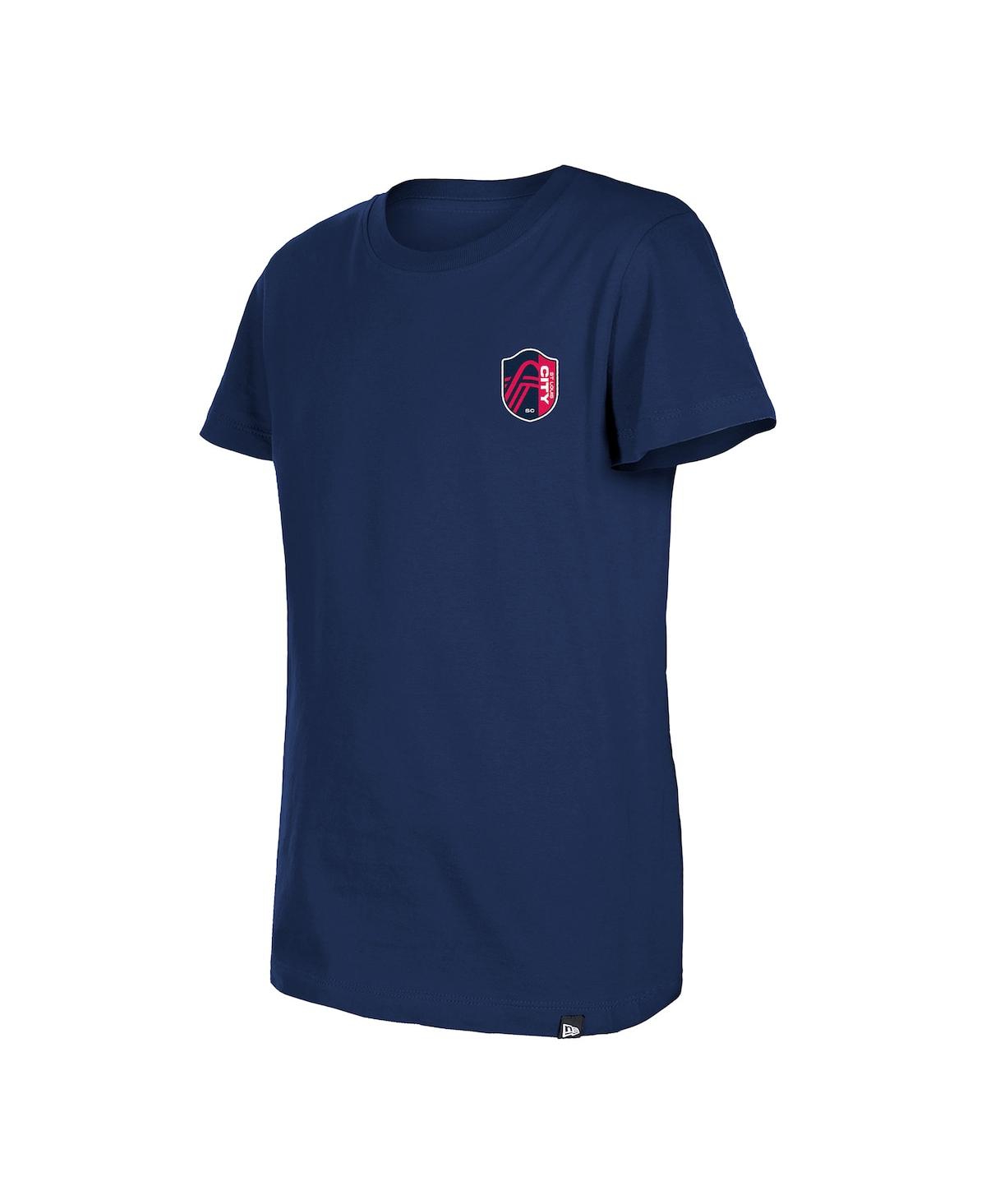 NEW ERA BIG GIRLS NAVY ST. LOUIS CITY SC BUBBLE HEART T-SHIRT 
