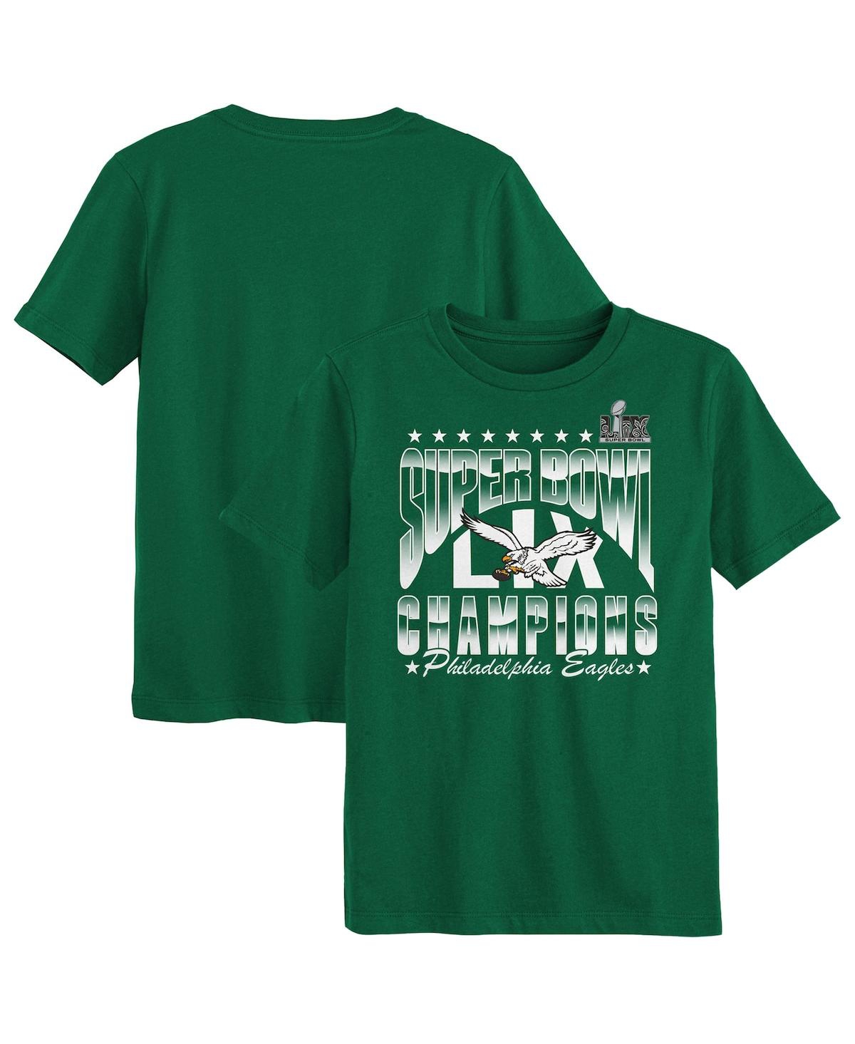 Outerstuff Preschool Kelly Green Philadelphia Eagles Super Bowl Lix Champions Retro Arch T-shirt In Kelly Green