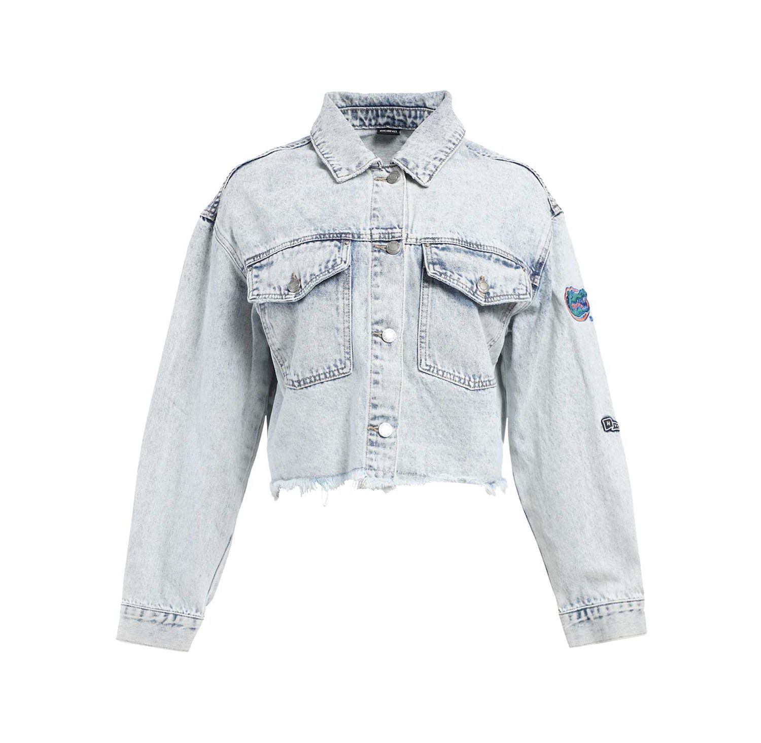 Women's Denim Florida Gators Light Wash Cropped Button-Up Jean Jacket