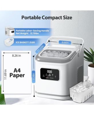 26Lbs, Countertop Ice Maker, Self-Cleaning, Bullet Ice, Digital Screen, 9 Cubes in 6 Mins