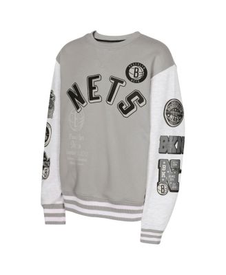 Big Boys and Girls Gray Brooklyn Nets Star Treatment Pullover Sweatshirt