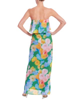 Women's Printed Strapless Maxi Dress