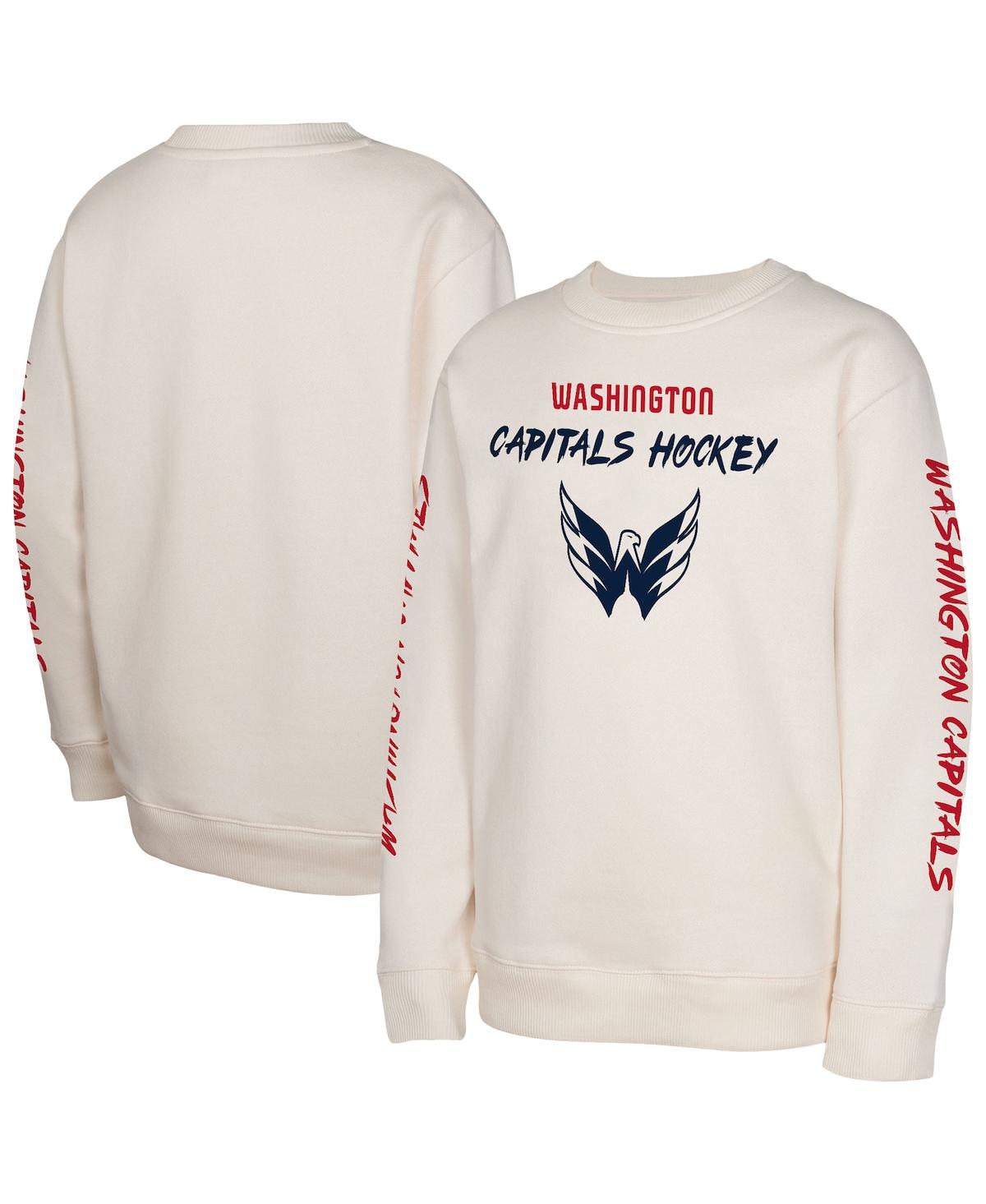 Outerstuff Big Boys And Girls Cream Washington Capitals Star Power Pullover Sweatshirt In Cream