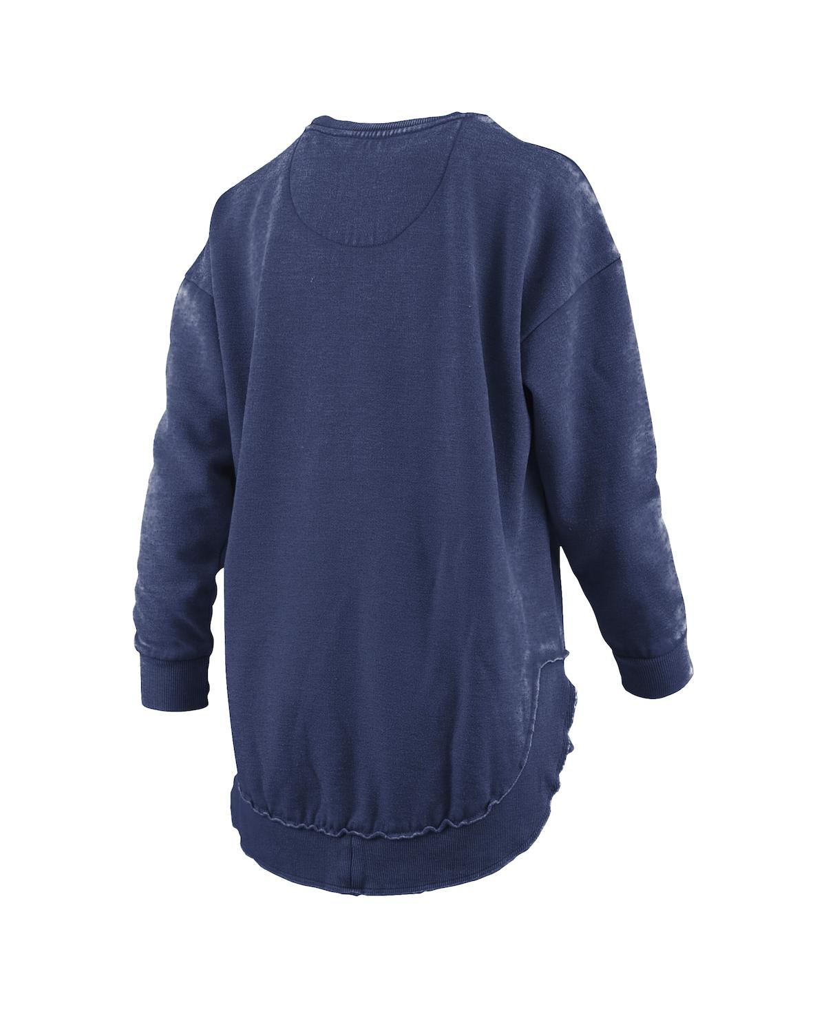 PRESSBOX WOMEN'S NAVY PENN STATE NITTANY LIONS MELANGE PONCHO VINTAGE FLEECE LONG SLEEVE PULLOVER SWEATSHIRT 
