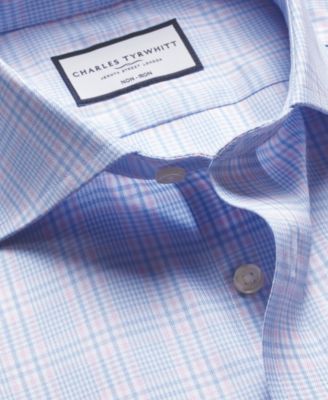 Men's Slim-Fit Non-Iron Prince of Wales Check Twill Dress Shirt