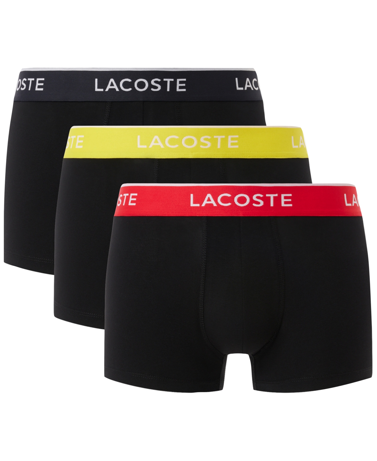 Men's 3-Pack Regular-Fit Logo Waistband Trunk Underwear - Black/red/yellow